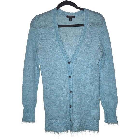 J.Crew Blue Kid Mohair Blend Lightweight Cardigan Sweater Sz XS Preppy Academia - Picture 1 of 5